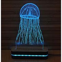 Black Cut Illusions 3D LED Lampa Blue Jellyfish