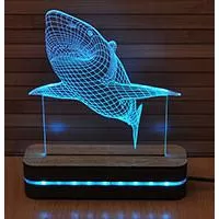 Kliknite za detalje - 3D LED Lampa u 8 boja Black Cut Illusions Shark Multicolor