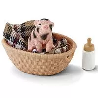 Kliknite za detalje - Schleich Figure Domaće životinje - Prase u korpi 42294