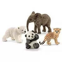 Kliknite za detalje - Schleich Figurice Divlje životinje - Mladunci - panda beli medved afrički slon i gepard 14794