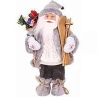Kliknite za detalje - Sivi Deda Mraz sa džakom i skijama visine 45 cm