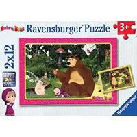 Kliknite za detalje - Ravensburger puzzle  Dečije puzle - 2x12 - Maša i medved - Playing In The Forest  2x12 delova  RA07585