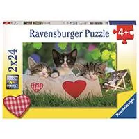 Kliknite za detalje - Ravensburger puzzle Dečije puzle - 2x24 - Životinje - Mace - Sleepy Kittens  2x24 dela RA07801