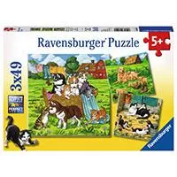 Kliknite za detalje - Ravensburger puzzle Dečije puzle - 3x49 - Životinje - Mace - Kučići - Cats and Dogs  3x49 delova RA08002