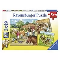 Kliknite za detalje - Ravensburger puzzle Dečije puzle - 3x49 - Životinje - Konji - A Day with Horses   3x49 delova RA09237