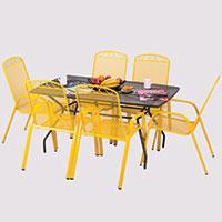 Baštenska, Metalna, Garnitura Cefalu-Yellow - 6 Stolica i Sto