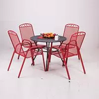 Kliknite za detalje - Baštenska Garnitura - Metal Marsala Red
