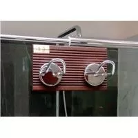 Kliknite za detalje - Vešalica za staklo sa dve kuke na tikovini