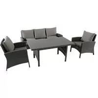Kliknite za detalje - Baštenski Set Za Ručavanje - Royal Graden - 2 Fotelje, Trosed, Sto Sa Staklom