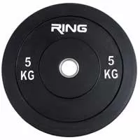 Kliknite za detalje - Olimpijski teg za šipku bumper crni 1x5kg Ring PL37-5