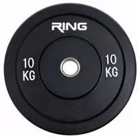 Kliknite za detalje - Olimpijski teg za šipku bumper crni 1x10kg Ring PL37-10