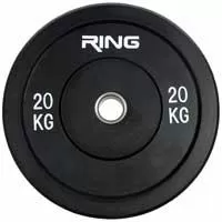 Kliknite za detalje - Olimpijski teg za šipku bumper crni 1x20kg Ring PL37-20
