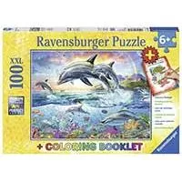 Kliknite za detalje - Slagalica 100 delova + bojanka - Delfini - Ravensburger 13697
