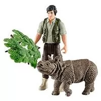 Kliknite za detalje - Schleich Figure Divlje životinje - Rendžer i indijski nosorog 42428