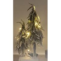 Kliknite za detalje - Dve Svetleće Jelke, Pod Snegom, Na Postolju Deco Wood 50 cm i 30 cm