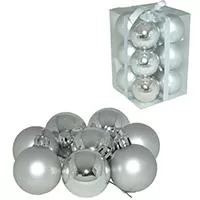 Kliknite za detalje - Ukrasi Za Jelku 12 komada - Kuglice 5 cm srebrne