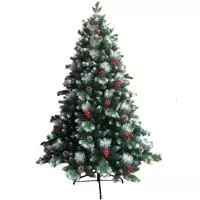 Kliknite za detalje - Novogodišnja jelka sa belim vrhovima, šišarkama i bobicama 210cm 180885