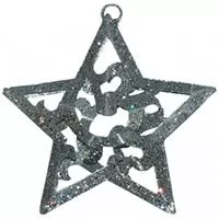 Kliknite za detalje - Metalni ukras za jelku srebrna zvezda 9.5 cm
