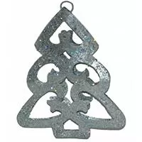 Kliknite za detalje - Metalni ukras za jelku srebrna jelkica 10 cm