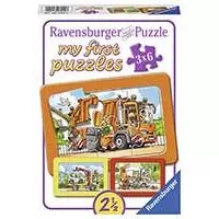 Kliknite za detalje - Ravensburger Moje prve puzle 3x6 - Ðubretarac, hitna pomoć i šlep služba 06944