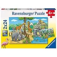 Kliknite za detalje - Ravensburger Puzzle 2x24 Dobro došli u Zoo 07806