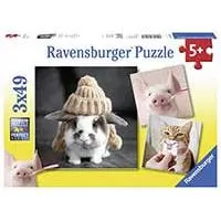 Kliknite za detalje - Ravensburger Puzle 3x49 Smešni portreti ljubimaca 08028