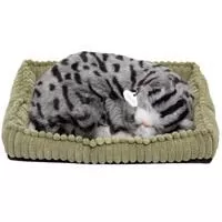 Kliknite za detalje - Plišana mačka koja spava Sa pokretima disanja PP-Gray-Tabby