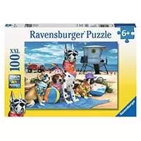 Kliknite za detalje - Slagalica Ravensburger 100 delova -  Psi na plaži 10526