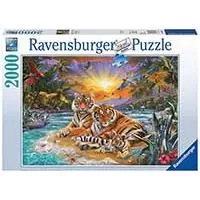 Kliknite za detalje - Ravensburger Puzle 2000 delova - Tigrovi u sutonu 16624