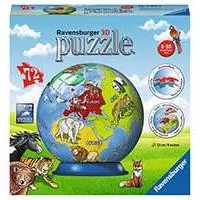 Kliknite za detalje - 3D Puzle Kugla Karta sveta sa životinjama - Ravensburger 11840