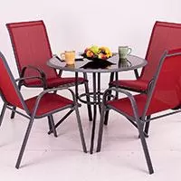Kliknite za detalje - Kafe Garnitura Mabel Red - 4 Stolice i Sto Sa Staklom