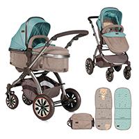 LORELLI Kolica za bebe AURORA set Beige and Green Bear
