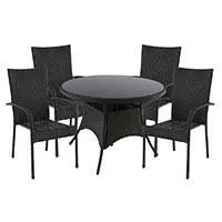 Kliknite za detalje - Baštenska Garnitura Santiago Black - 4 Fotelje i Sto