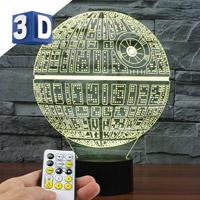 3D LED RGB lampa sa promenljivom bojom svetlosti Death Star