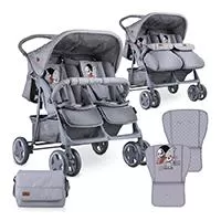 Kliknite za detalje - LORELLI Kolica za blizance TWIN Grey Cool Cat