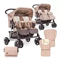 Kliknite za detalje - LORELLI Kolica za blizance TWIN Beige Bear Party