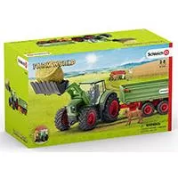 Kliknite za detalje - Schleich Figure Domaće životinje - Traktor s prikolicom farmer i tele 42379