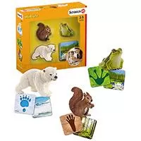 Kliknite za detalje - Schleich Figure Divlje životinje - Polarni medvedić veverica i zelena žaba + karte 42474