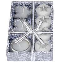 Kliknite za detalje - Novogodišnje ukrasne sveće - set od 7 sveća sa srebrnom dekoracijom