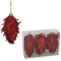 Kliknite za detalje - Ukrasi za jelku - šišarke 10 cm 3 komada - crvene