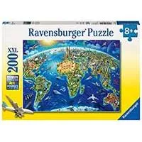 Kliknite za detalje - Ravensburger Puzle 200 delova - Karta svetskih znamenitosti 12722