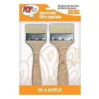 Kliknite za detalje - PEBEO Brushes Pop Art - White Bristles - Set širokih četkica flah - boja drveta 2kom. 670231