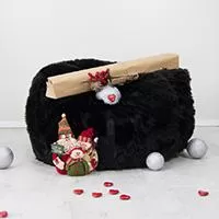 Kliknite za detalje - Lazy bag fotelja Crno krzno