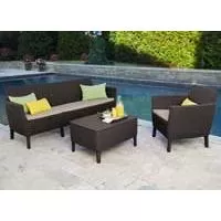 Kliknite za detalje - Baštenska garnitura Salemo 3 seater Braon Trosed Dve stolice Stočić