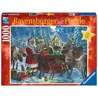 Kliknite za detalje - Ravensburger Puzzle 1000 delova - Deda Mraz pakuje sanke 13977 