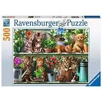 Kliknite za detalje - Ravensburger Puzzle 500 delova -  Mačke na polici 14824