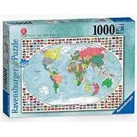 Kliknite za detalje - Puzzle Slagalica 1000 Portret Zemlje - Mapa sveta sa zastavama Ravensburger 15253