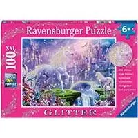 Kliknite za detalje - Glitter Puzzle 100 XXL delova Kraljevstvo jednoroga Ravensburger 12907
