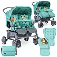 Kliknite za detalje - LORELLI Kolica za blizance TWIN Green Indians + torba za mamu