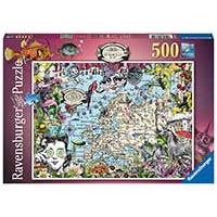 Kliknite za detalje - Puzzle 500 delova Quirky Circus European map Ravensburger 16760